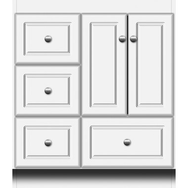 Ultraline 30 in. W x 21 in. D x 34.5 in. H Vanity with Left Drawers Cabinet Only in Satin White Ultraline 30 in. W x 21 in. D x 34.5 in. H Vanity with Left Drawers Cabinet Only in Satin White
