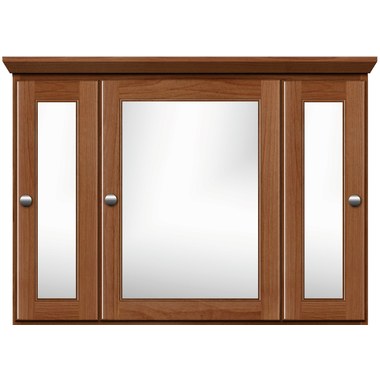 Ultraline 36 in. W x 27 in. H x 6-1/2 in. D Framed Tri-View Surface-Mount Bathroom Medicine Cabinet in Natural Alder