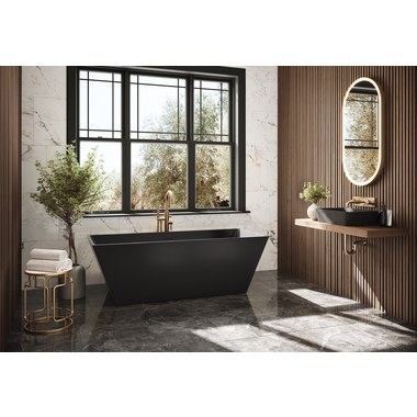 Freestanding Tub Eldora 64 x 34 x 23 Inch 2 Piece White Center