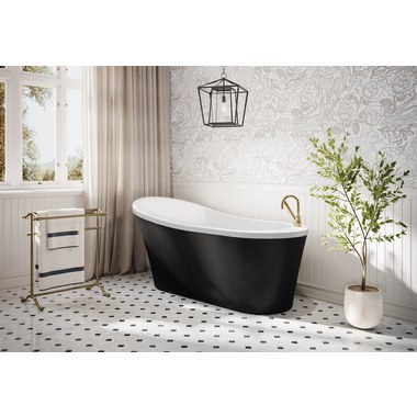 Freestanding Tub Eldora 64 x 34 x 23 Inch 2 Piece White Center