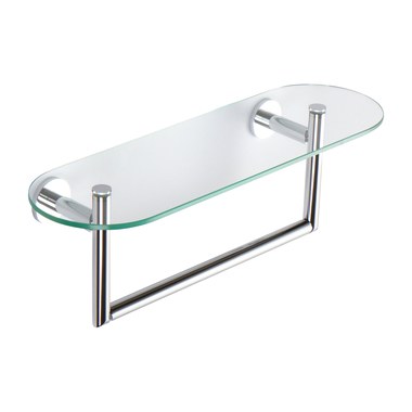 Elie Bathroom Shelf with Towel Bar in Brushed Nickel