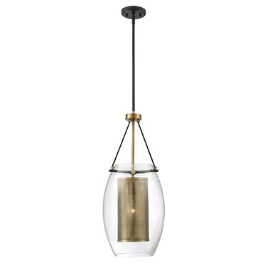 Savoy House Dunbar Mini Pendant Light - Warm Brass & Bronze 1-Light Industrial Style