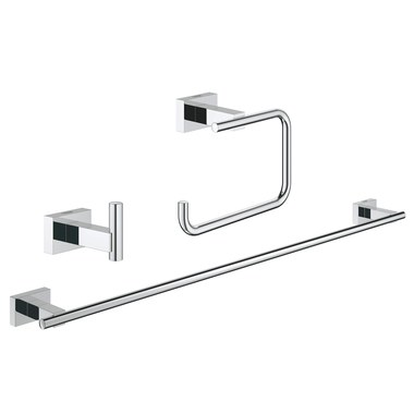 Hasko Accessories - Suction Cup Paper Towel Holder- Chrome Plated Stainless Steel Bar for Bathroom & Kitchen (Chrome)